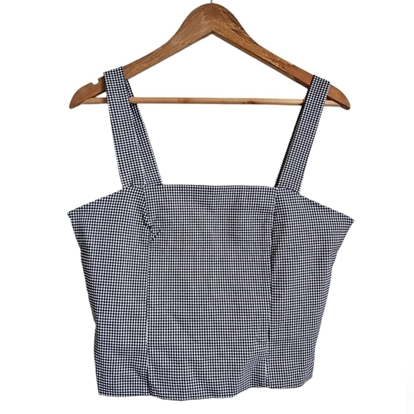 Plaid gingham preppy black white strappy crop top size 6 - Picture 1 of 7